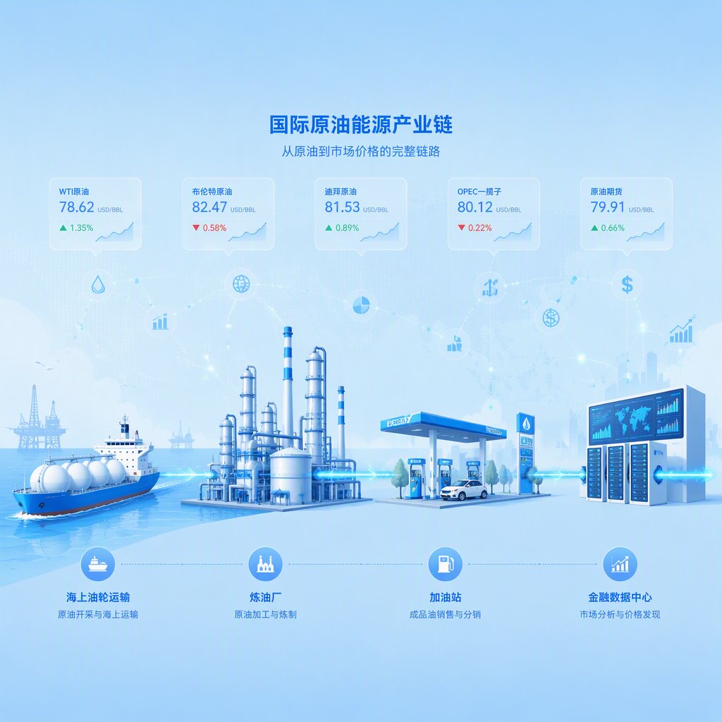国际原油能源产业链示意